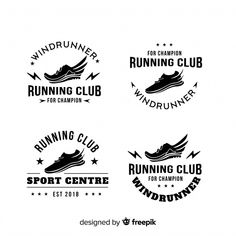 four logos for running club with shoes