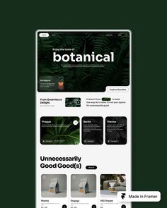 an image of a web page with the word botanical in white and green on it