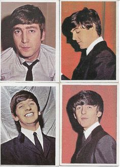 four pictures of the same man in suits and ties, with different facial expressions on them