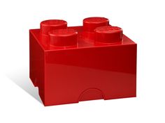 a red lego brick with four small bricks in it