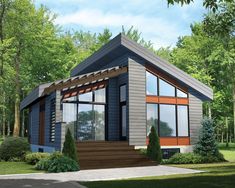 A Small House, Contemporary Style Homes, Cottage Plan, Contemporary House Plans, Modern House Plan, Cabin Plans, Cottage House Plans, Cottage Design