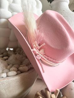 Women's cowboy hat  Boots not included  Decorative wool cowboy hat.  Geo quarts charm attached One size fits most  56-58  Adorable   All sales final. Birthday girl, bride to be, bachelorette fun.  Need a different color ? Message me. ivory pink, champagne , whites and creams and silvers, pinks and golds Cheap Pink Cowboy Hat With Curved Brim, Cowboy Hats With Matching Boots, Cheap Pink Brimmed Cowboy Hat, Cheap Pink Rodeo Hat, Cheap Pink Country Hats, Luxury Pink Western Hat, Cheap Pink Country Style Hat, Pink Cowgirl Hats Party, Cheap Pink Short Brim Cowboy Hat