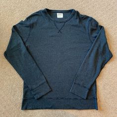 Heavy T-Shirt/Sweater. New Without Tags. Casual Winter Sweatshirt For Gatherings, Blue Casual Sweatshirt For Fall, Casual Cozy Fit Crew Neck Sweater, Casual Blue Tops With Ribbed Collar, Blue Crew Sweatshirt For Layering, Winter Crew Neck Tops For Casual Gatherings, Winter Casual Crew Neck Tops, Casual Ribbed Collar T-shirt For Fall, Casual Crew Neck Sweater For Loungewear