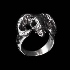 Personal Fears ring Goat Head Baphomet Ring Stainless Steel Jewelry Satanic Jewelry, Wing Logo, Goat Head, A Punk, Wings Logo, The Goat, Velvet Pouch, 3 Things, Worship