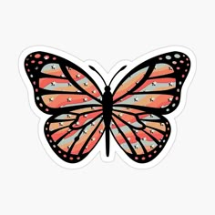 an orange butterfly with stars and stripes on it's wings is shown sticker