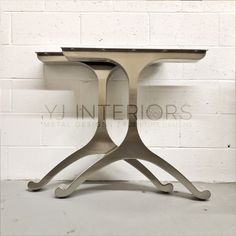 "Expertly crafted with a sleek, brushed stainless steel finish, the Y Shape Wishbone Brushed Stainless Steel Finish adds a touch of sophistication to any room. Its durable construction and easy installation make it a high-quality and long-lasting option. Upgrade your space with this modern and functional design. See our instagram page for more images. https://www.instagram.com/yjinteriors *PRICE IS FOR A SET OF LEGS = Quantity 1 Size: 29\" W x 28\" H" Trestle Legs, Leg Painting, Metal Table Base, Metal Table Legs, Trestle Table, Kitchen Dining Tables, Live Edge Wood, Dining Table Legs, Desk Table