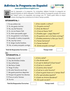 the spanish language worksheet for students to practice their english and latin - speaking skills