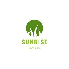 the logo for sunrise lawn care, which is designed to look like it has grass growing in