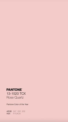 pantone's rose quartz color of the year is shown in this pink background