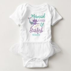 Mermaid Kisses & Starfish Wishes Baby TuTu Shirt Winnie The Pooh Clothes, Baby Muffins, Tutu Shirt, City Baby, Mermaid Kisses, Personalized Baby Clothes, Valentines Day Baby, Funny Baby Clothes, Baby Monogram