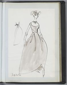 a drawing of a woman in a dress