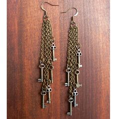 Steampunk Key, Steampunk Jewellery, Key Earrings, Steampunk Earrings, Dangle Earrings Wedding, Steampunk Ideas, Steam Punk Jewelry, Steampunk Wedding