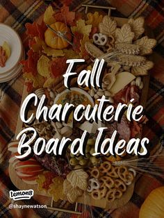 fall characterie board ideas with pumpkins and other autumn decorations on top of it