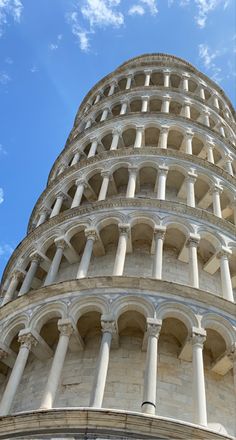 the leaning tower has many arches on it