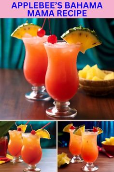 two glasses filled with orange juice and garnished with pineapple