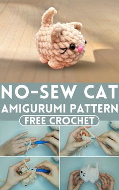 there is a crochet cat that has been made into an amigurmi pattern