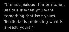 a black and white photo with the words, i'm not jellous, i'm territorial