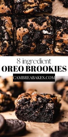 oreo brookies on parchment paper. Yummy Homemade Desserts, Great American Cookie Cheesecake Brownie, Oreo Brownie Dessert, Easy Non Perishable Desserts, Oreo Brookies Recipe Easy, Oreo Dessert Cookies, Dessert Recipes With Kitchen Aid Mixer, Homemade Oreo Brownies, Summer Appetizers For Party Easy Healthy