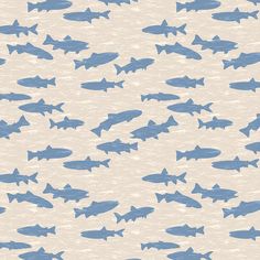 a group of fish swimming across a body of water in front of a sky background