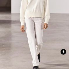 Off White, Nwt, Never Worn White Straight Leg Pants For Fall, White Cargo Pants For Fall, White Relaxed Fit Bottoms For Fall, Classic Off White Bottoms For Spring, Zara White Tapered Leg Pants, White Relaxed Fit Classic Pants, White Classic Relaxed Fit Pants, White Zara Bottoms For Spring, Zara White Bottoms For Fall