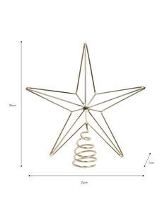 a metal christmas tree topper with a spiral design on it's star shape