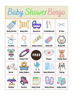 the baby shower bingo game is shown