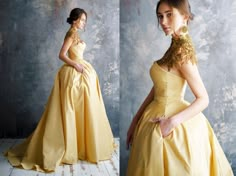 Golden Wedding Dress, Golden Gown, Magical Dress, Evening Maxi Dress, Gold Wedding Dress, Golden Dress, Bee Inspired, Princess Wedding Dress, Etsy Wedding Dress