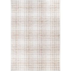 a beige and white plaid rug on a white background with no one in the photo