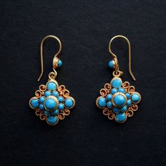 Turquoise Mandala Earrings Turquoise Brass Drop Earrings, Turquoise Dangle Earrings In Brass, Turquoise Dangle Brass Earrings, Turquoise Brass Jewelry With Ear Wire, Turquoise Brass Earrings As Gift, Turquoise Gemstone Brass Jewelry, Gift Turquoise Brass Earrings, Turquoise Brass Earrings For Gift, Victorian Turquoise Hallmarked Jewelry