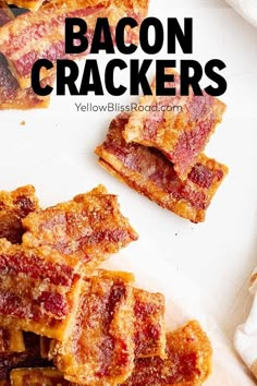 bacon crackers stacked on top of each other with text overlay that reads how to make bacon crackers