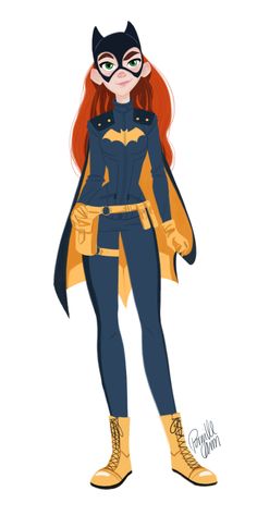 a drawing of a woman dressed as batgirl