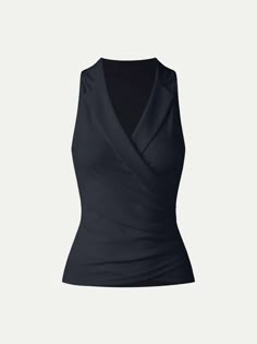 Collared Surplice Tank Tank Top Aesthetic, Basic Blouse, Virtual Fashion, Clothing Pieces, Fits Inspo, Basic Outfits, Beautiful Clothes, Lookbook Outfits, Retro Outfits