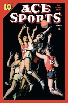 the cover of ace sports magazine featuring women playing basketball in front of two men and one woman