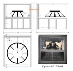 four different views of the inside of a building with drawings and measurements for each window