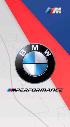 the bmw logo is shown on top of a red, white and blue wallpaper