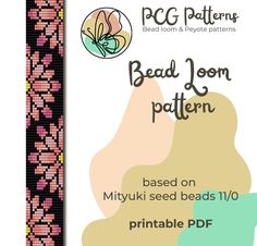 the bead loom pattern has been designed to look like a flower with pink flowers on