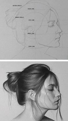 two different views of a woman's head and neck