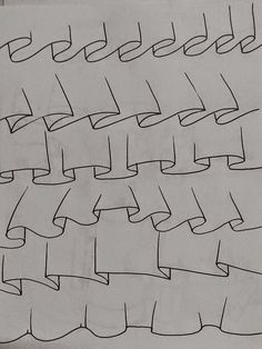 a piece of paper that has been drawn with black lines on it and is lined up in rows