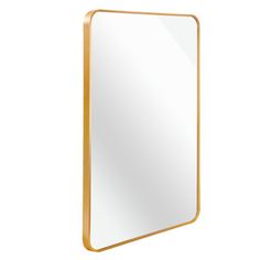 a gold framed mirror on a white background with clipping area for text or image