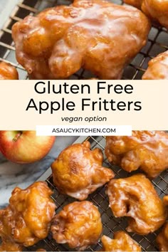 gluten free apple fritters on a cooling rack