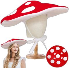 Mushroom Costume Women, Femine Style, Mushroom Hat Costume, Decor For Halloween Party, Hat Halloween Costume, Mushroom Costume, Mushroom Girl, Halloween Party Decoration, Mushroom Hat