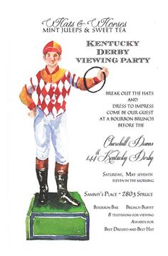 Lawn Jockey | Polka Dot Design  #KentuckyDerby #Invitations Kentucky Derby Invitations, Derby Recipe, Horse Racing Party, Kentucky Derby Party Food, Derby Party Decorations, Ky Derby