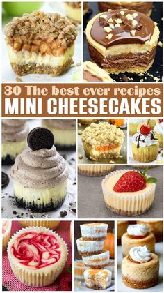 the best desserts for mini cheesecakes and cupcakes are in this collage