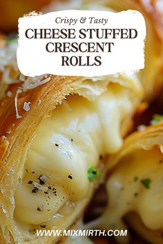 cheese stuffed crescent rolls with text overlay