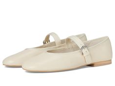 Dolce Vita Roslyn - Women's Flat Shoes : Creme Leather : Stay in style always, wearing the Dolce Vita Roslyn. Crafted from PU upper, cotton lining, and rubber insole, this pair of low-top silhouette shoes features round toe, low heel, and buckle closure. TPU outsole. Made in Brazil. Vintage Wedding Shoes, Merrell Hiking Boots, Women's Flat Shoes, Wedding Shoes Flats, White Flats, Flat Shoes, 8 M, Womens Flats, Low Heels