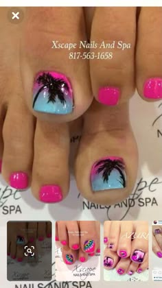 Carribean Toenails, Toe Nail Summer Designs, Tropical Toes Nails, Florida Pedicure Ideas, Tropical Toenails, Beachy Toenail Designs, Hawaiian Toe Nail Designs, Luau Nails Hawaiian, Hawaiian Pedicure