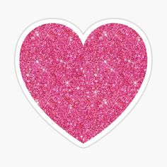 a pink heart shaped sticker with glitter in the shape of a large, shiny heart