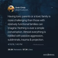 a tweet with an image of a dog on it's face and the caption reads, having toxic parents or a tonic family is more challenging than those with relatively functional families can imagine nothing