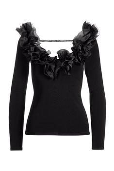 Dramatic ruffle detail creates a glamorous look for making an unforgettable impression whenever you step out in this long-sleeve V-neck sweater. The luxurious viscose blend has slight stretch with a sleek, smooth feel against the skin and offers a shapely fit. Boston Proper, Sweater Black, V Neck Sweater, Vneck Sweater, Black Sweaters, Neck Sweater, Boston, Ruffle Blouse, Sweaters For Women