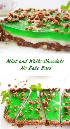 mint and white chocolate no bake bars